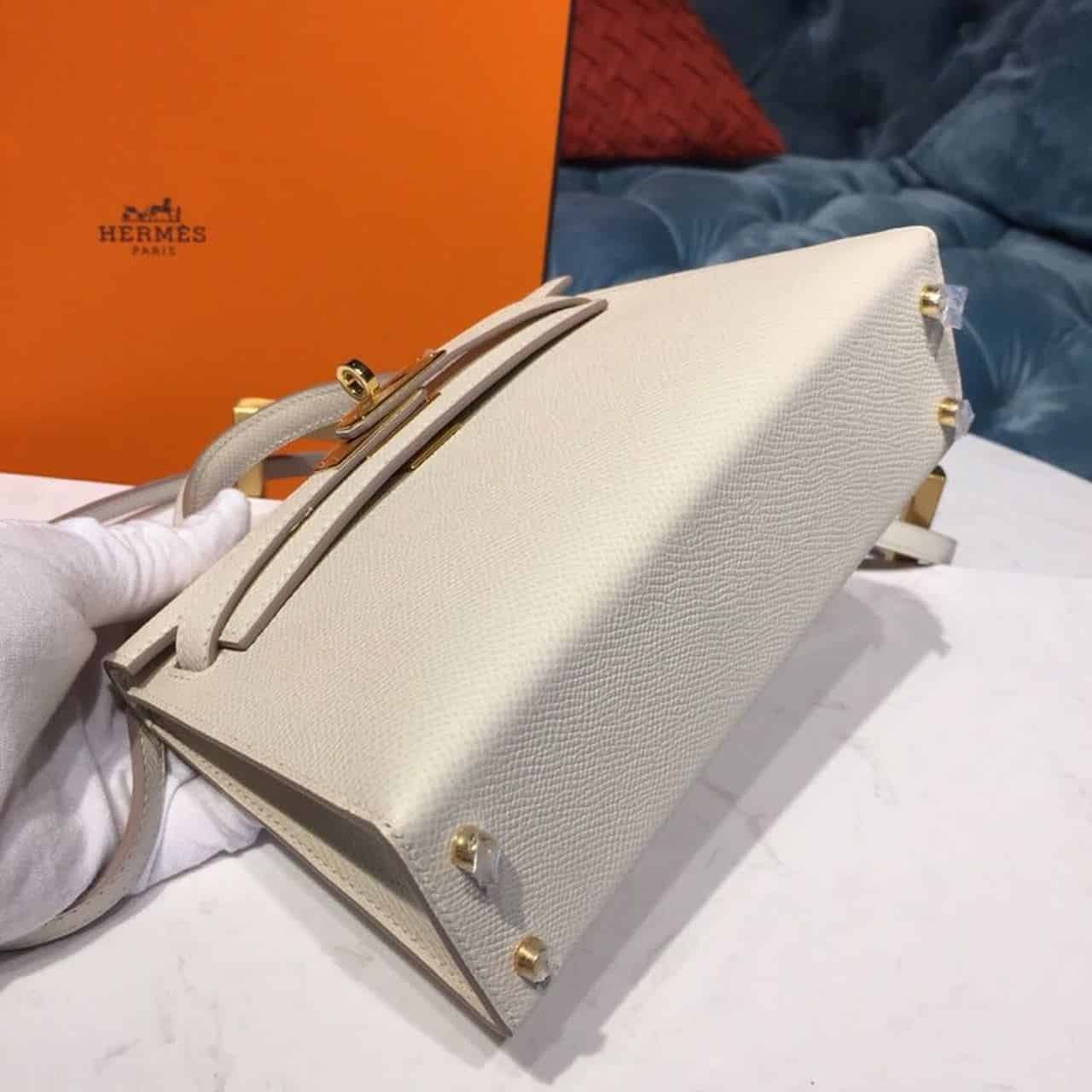 Hermes Mini Kelly Craie For Women Gold-Toned Hardware 7.5in/19cm - Image 5