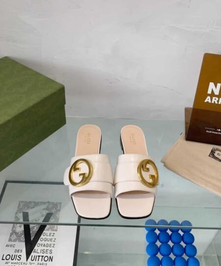 Gucci Blondie Slide Sandal White For Women GG