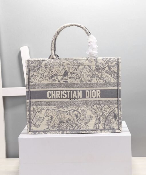 Christian Dior Medium Dior Book Tote Gray For Women 14in/36cm CD M1296ZTDT_M932