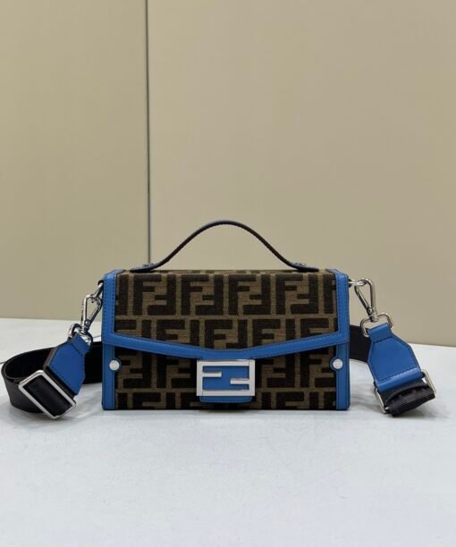 Fendi Mon Baguette Soft Trunk Brown and Blue Bag For Woman 21.5cm/8.5in