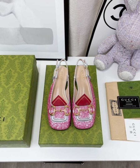 Gucci Lovelight Slingback With Horsebit Silver For Women GG