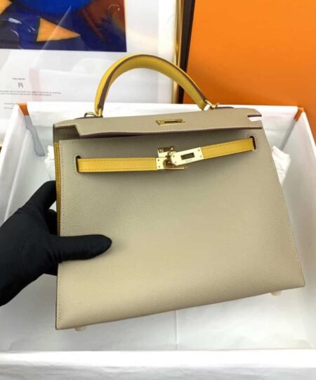 Alternative view of Hermes Kelly 25 Sellier Epsom Greige/Yellow Bag For Women, Women's Handbags, Shoulder Bags 10in/25cm