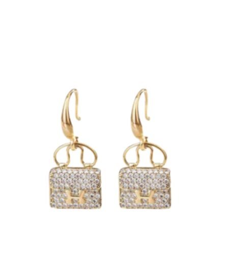Hermes Amulettes Constance Earrings Gold Tone For Women
