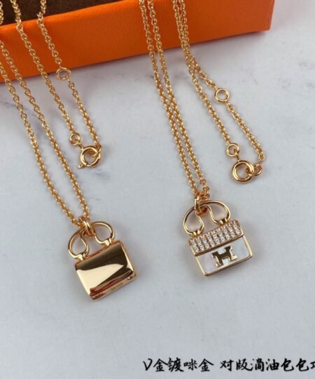 Alternative view of Hermes Amulettes Constance Necklace Gold Tone For Women