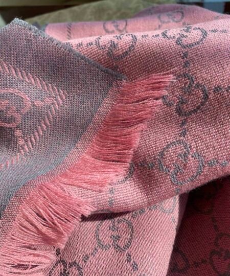 Alternative view of Gucci GG Lame Lacquard Stole Scarf Pink 71in/180cm