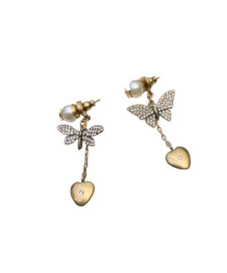Dior Butterfly Earrings Gold Tone For Women