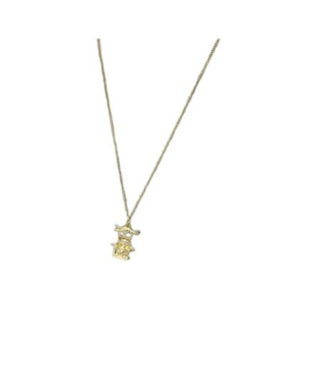 Louis Vuitton Cartoon Figure Pendant Necklace Gold Tone For Women