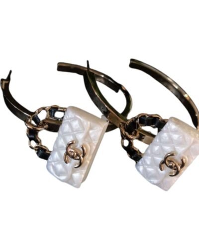 Chanel Carrier Bag Earrings White For Women