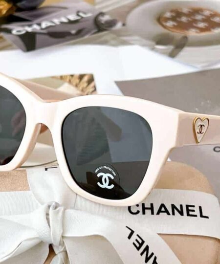 Chanel Cat Eye Frame Sunglasses White For Women
