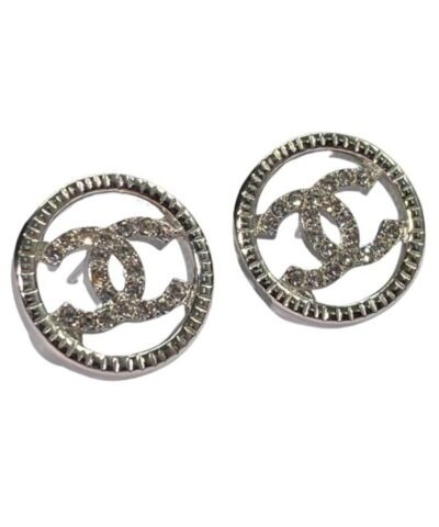 Chanel Double C Earrings Silver For Women