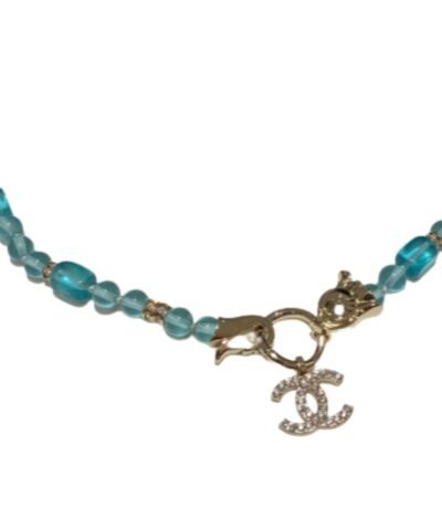 Chanel Double C-Shaped Necklace Jade Green For Women