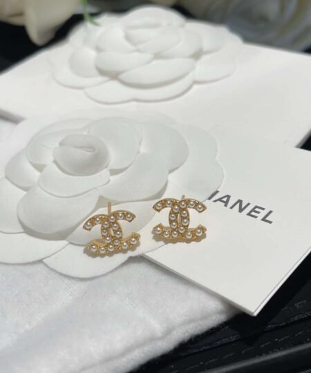 Alternative view of Chanel Fragrant Double C Pearl Earrings Gold For Women