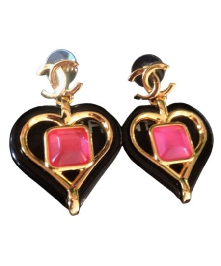 Chanel Heart Earrings Pink For Women