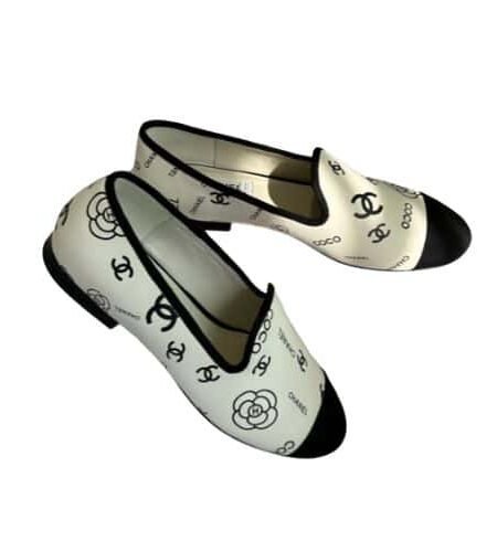 Chanel Interlocking CC Logo Ballet Flats White For Women