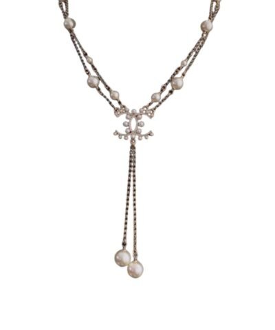 Chanel Pearl CC Necklace Gold For Women