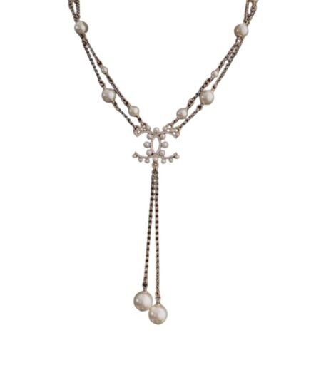 Chanel Pearl CC Necklace Gold For Women