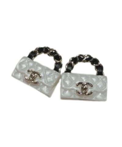 Chanel Rhombus CF Earrings White For Women