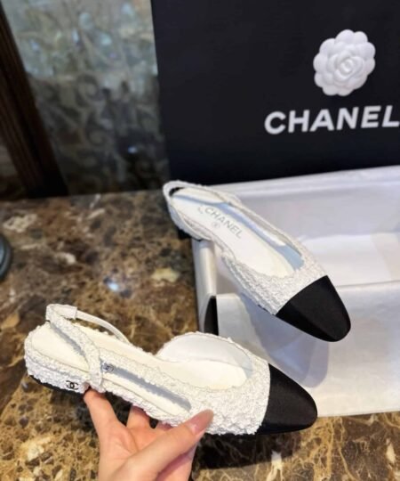 Alternative view of Chanel Sling Back Tweed Sandals White For Women