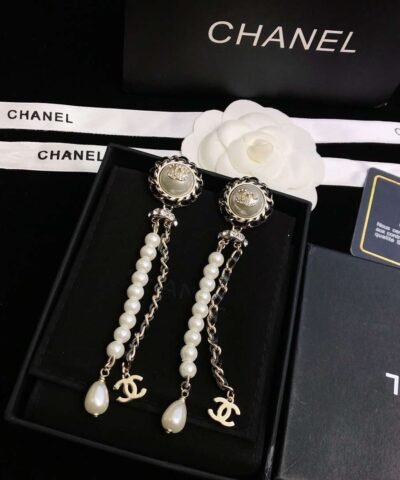 Chanel Small Fragrant Pearl Earrings White For Women