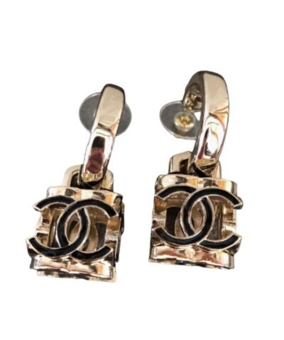 Chanel Square Earrings Black For Women