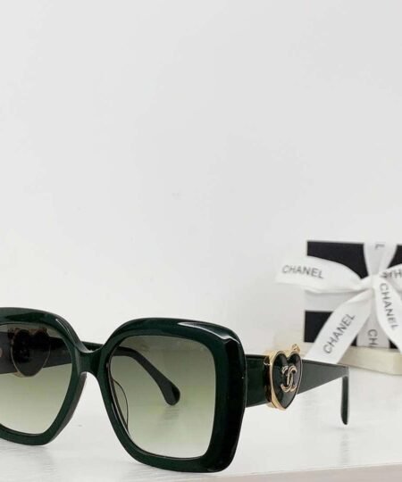 Chanel Square Heart CC Sunglasses Green For Women