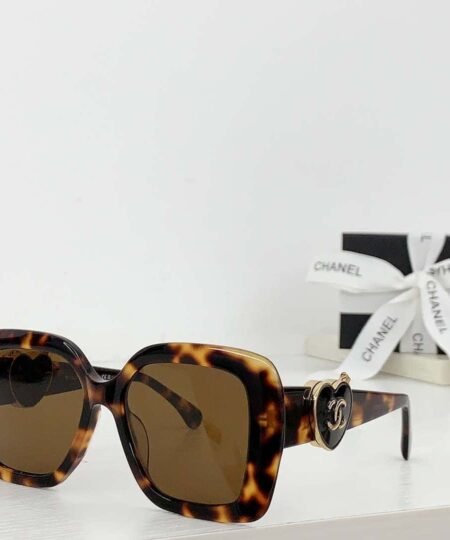 Chanel Square Heart CC Sunglasses Brown For Women