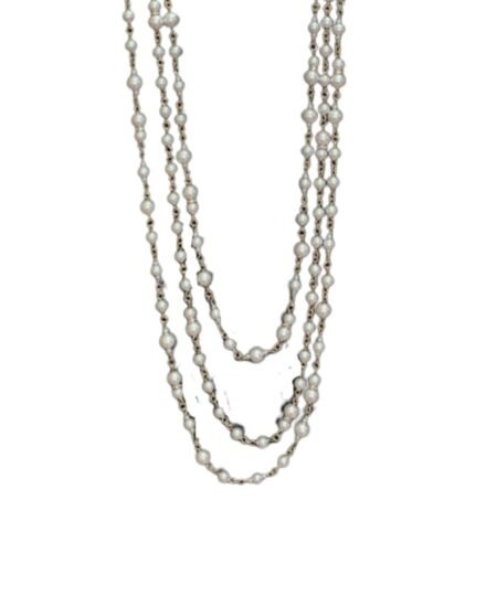 Chanel Three-Layer Pearl Necklace Gold For Women