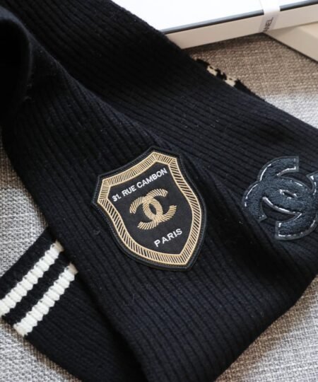 Alternative view of Chanel Stamp Knitted Scarf Black 180cm/71in For Women