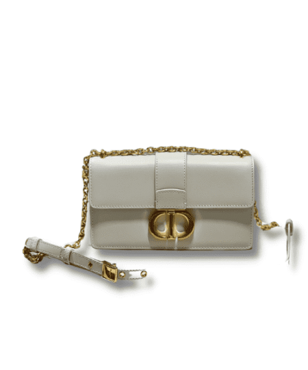 Christian Dior 30 Montaigne East West Bag With Chain White For Women 8.5in/21.5cm