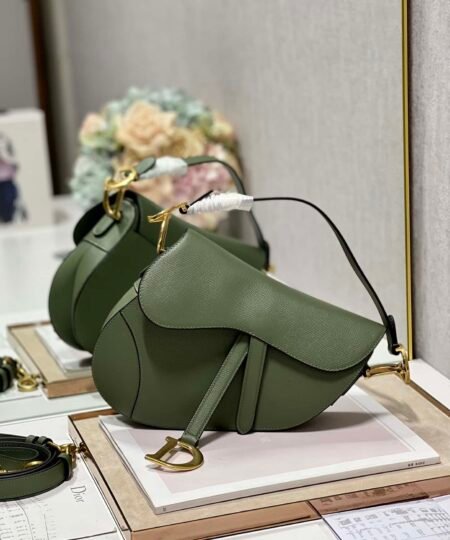 Christian Dior Saddle Bag With Strap Green For Women 10in/25.5cm