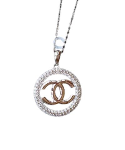 Chanel Classic Series Circle Necklace Silver For Women