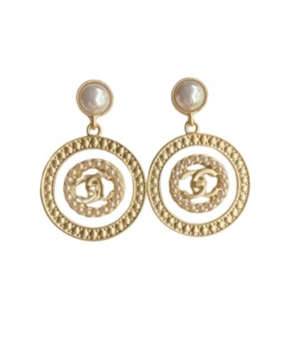 Chanel Concentric Circles Earrings Gold Tone For Women