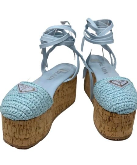 Crochet Wedge Sandals Light Blue For Women
