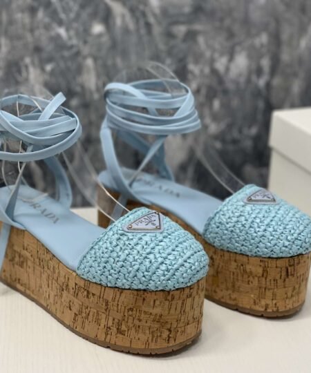 Alternative view of Crochet Wedge Sandals Light Blue For Women