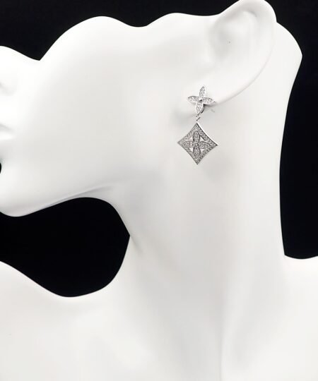 Alternative view of Louis Vuitton Diamond Floral Earrings Silver For Women