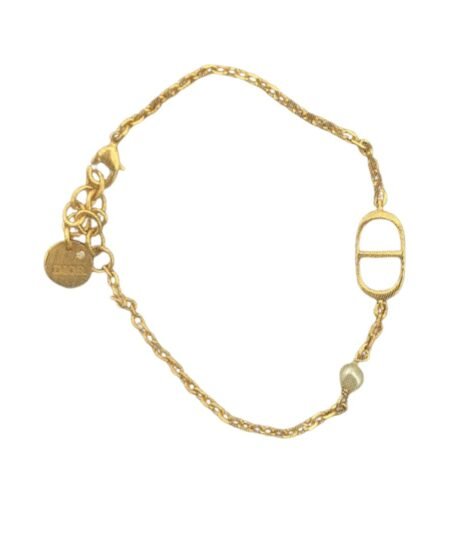 Dior Big Pearl Necklace Gold For Women