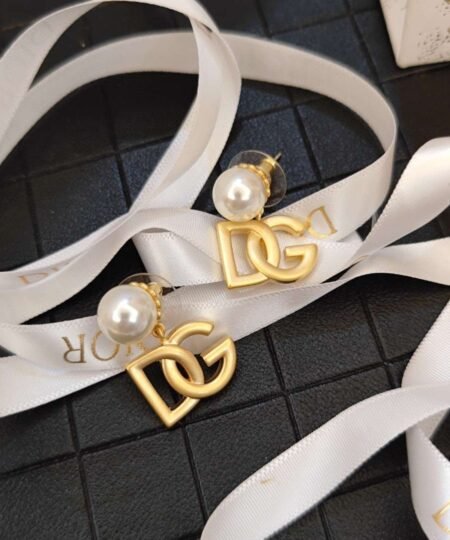 Alternative view of Dior DG Letter Pearl Earrings Gold For Women