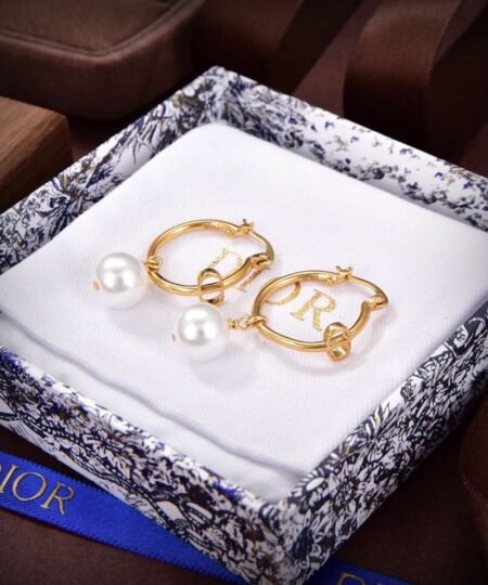 Dior Letter Earrings White For Women