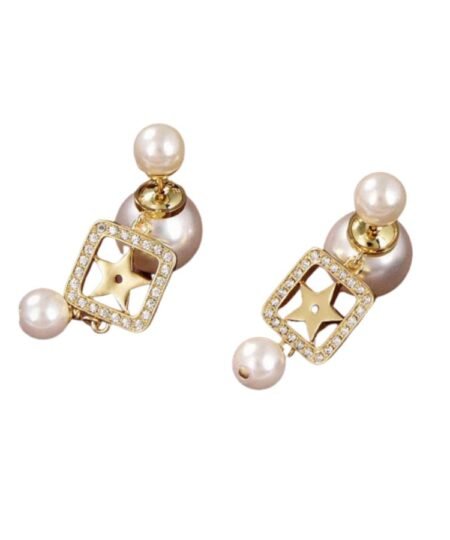 Dior Pentagram Earrings White For Women