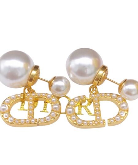 Dior Rice Grain CD Letter Earrings Gold For Women
