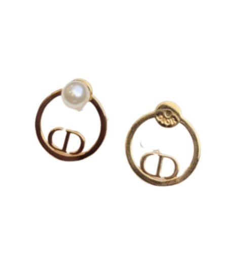 Dior Round CD Earrings Gold For Women