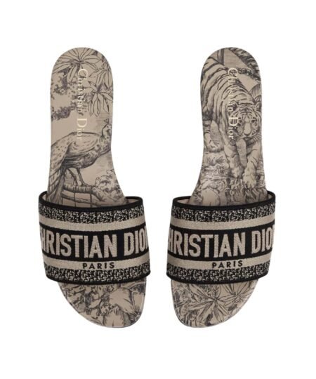 Dior Dway Slide Beige and Black Cotton For Women KCQ209VOY_S37U