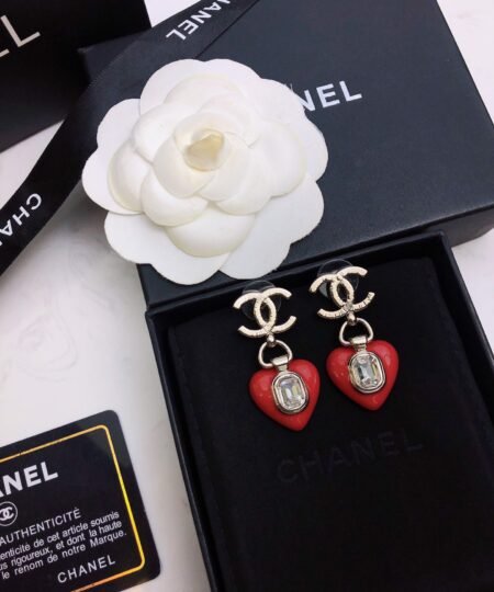 Alternative view of Chanel Flower Copper Earrings Red For Women