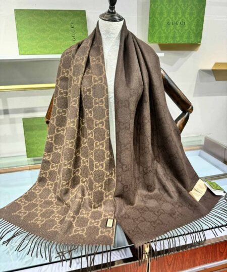 Alternative view of Gucci GG Pattern Scarf Dark Brown 200cm/79in For Women
