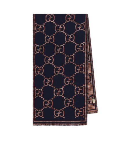 Gucci GG Style Scarf Dark Blue 180cm/71in For Women