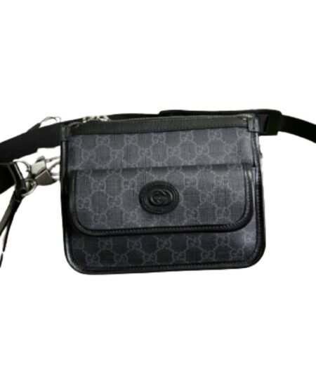 Gucci Messenger Bag With Interlocking G Black Supreme Canvas For Men 8in/21cm 674164 92THN 1000
