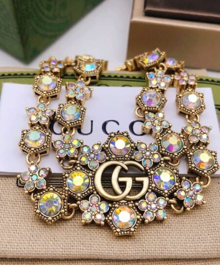 Alternative view of Gucci Rhinestone Flower Bracelet Gold For Women