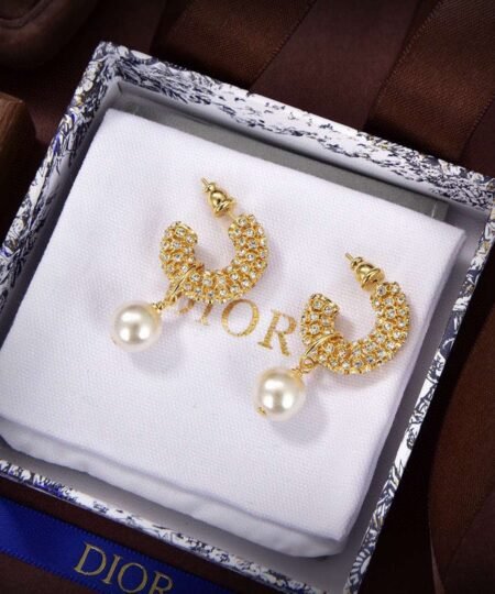 Dior Hollow Earrings Gold For Women