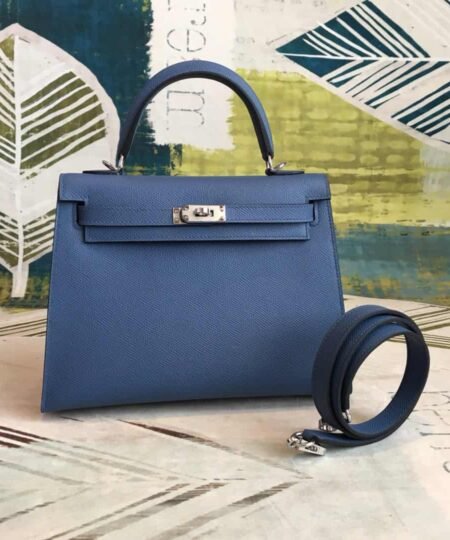 Hermes Kelly Navy For Women Silver Toned Hardware 10in/25cm