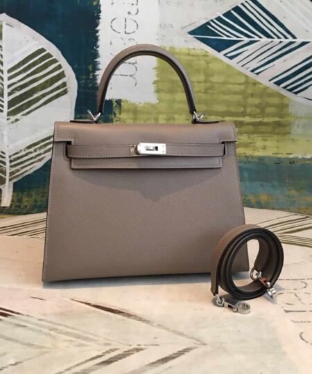 Hermes Kelly 25 Sellier Epsom Gris Asphalt Bag For Women Silver Toned Hardware, Women's Handbags, Shoulder Bags 10in/25cm